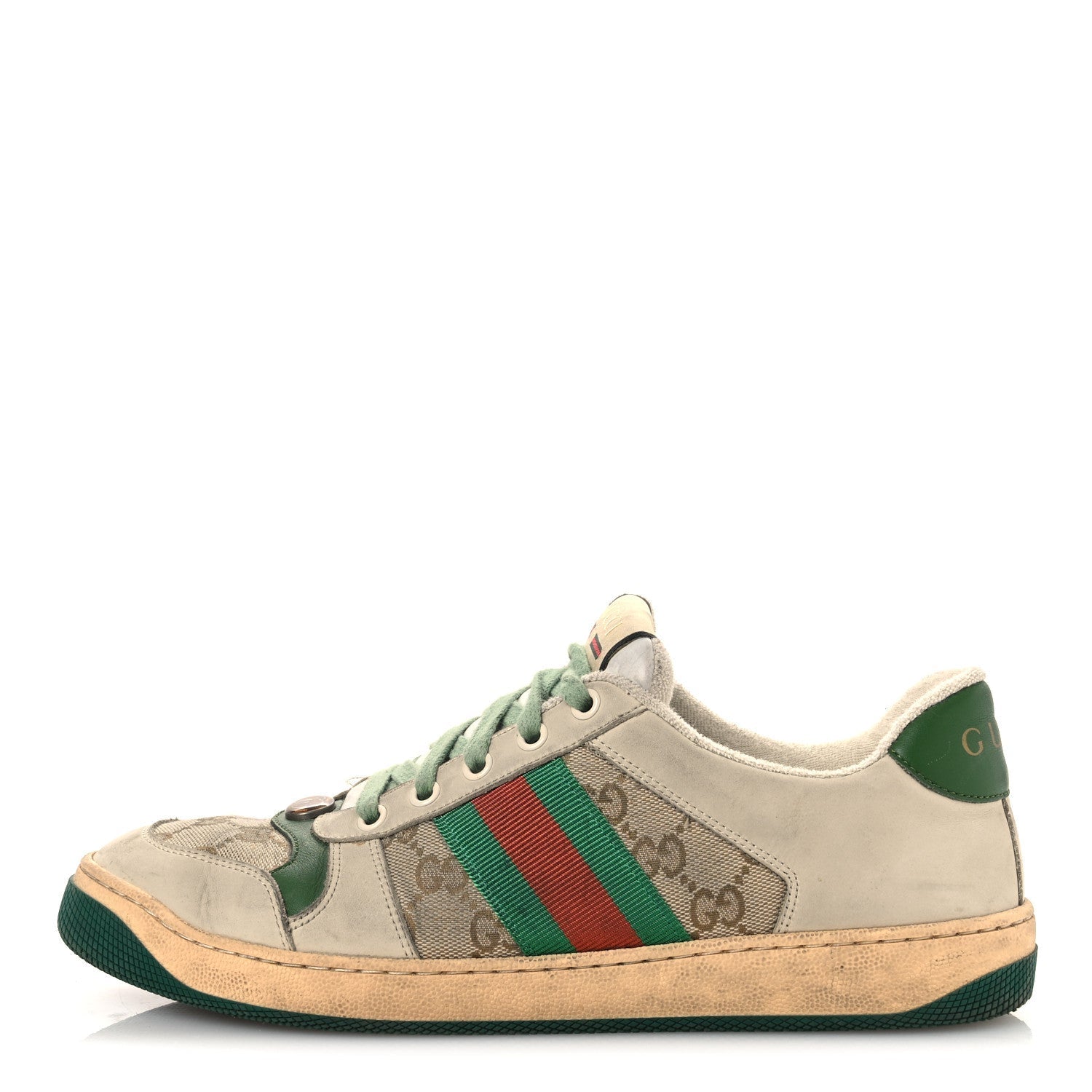 GG MONOGRAM NUBUCK WEB WOMENS SCREENER SNEAKERS NEW SAND DUSTY MILK VINTAGE GREEN