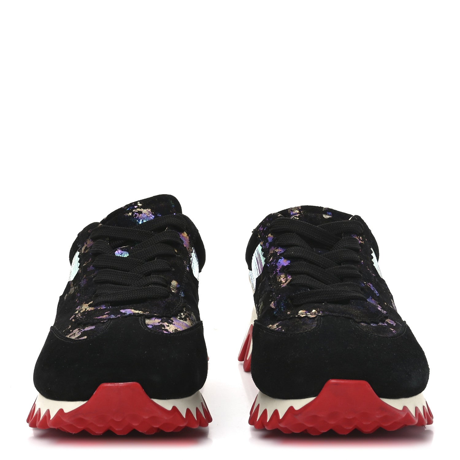 SUEDE MESH CALFSKIN LOUBISHARK SNEAKERS BLACK MULTICOLOR