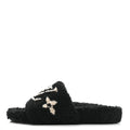 LOUIS VUITTON SHEARLING BOM DIA FLAT MULE IN BLACK