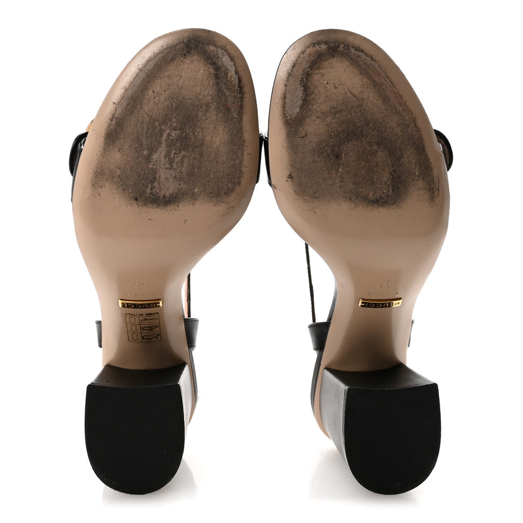 LIFFORD CALFSKIN GG MARMONT ANKLE WRAP 105MM SANDALS BLACK