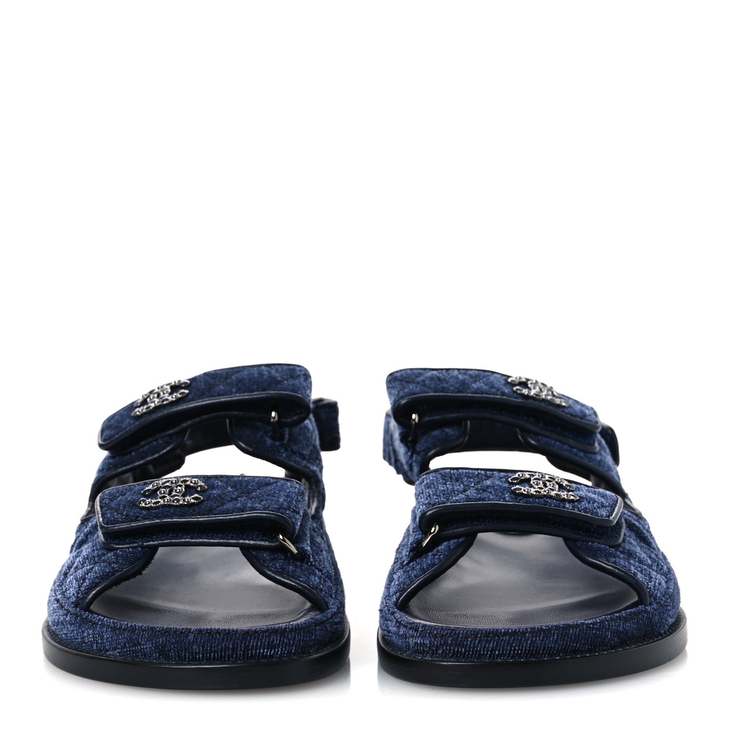 VELVET VELCRO DAD SANDALS BLUE