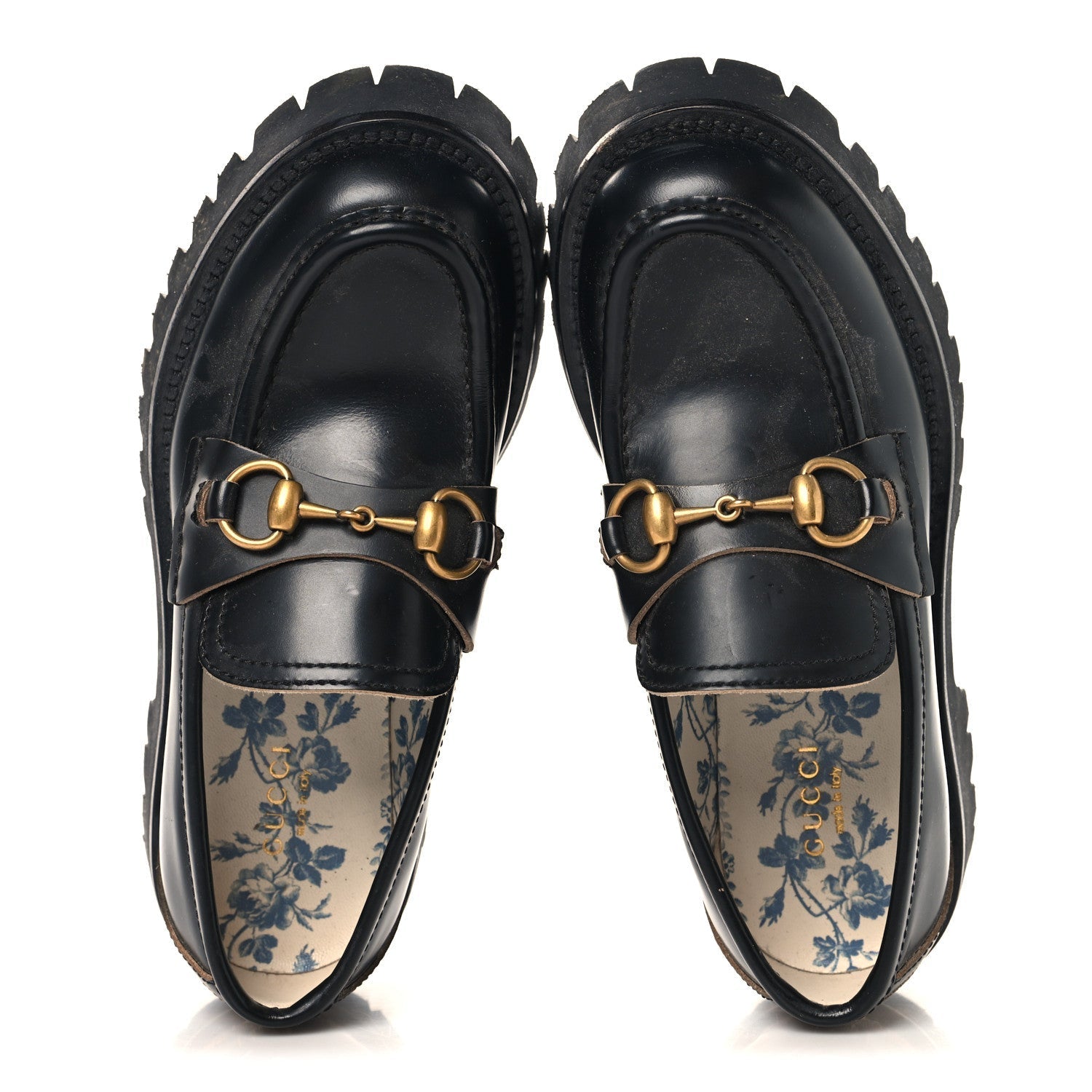 CORDOVAN LUX WOMENS HARALD HORSEBIT 25MM PLATFORM LOAFERS BLACK