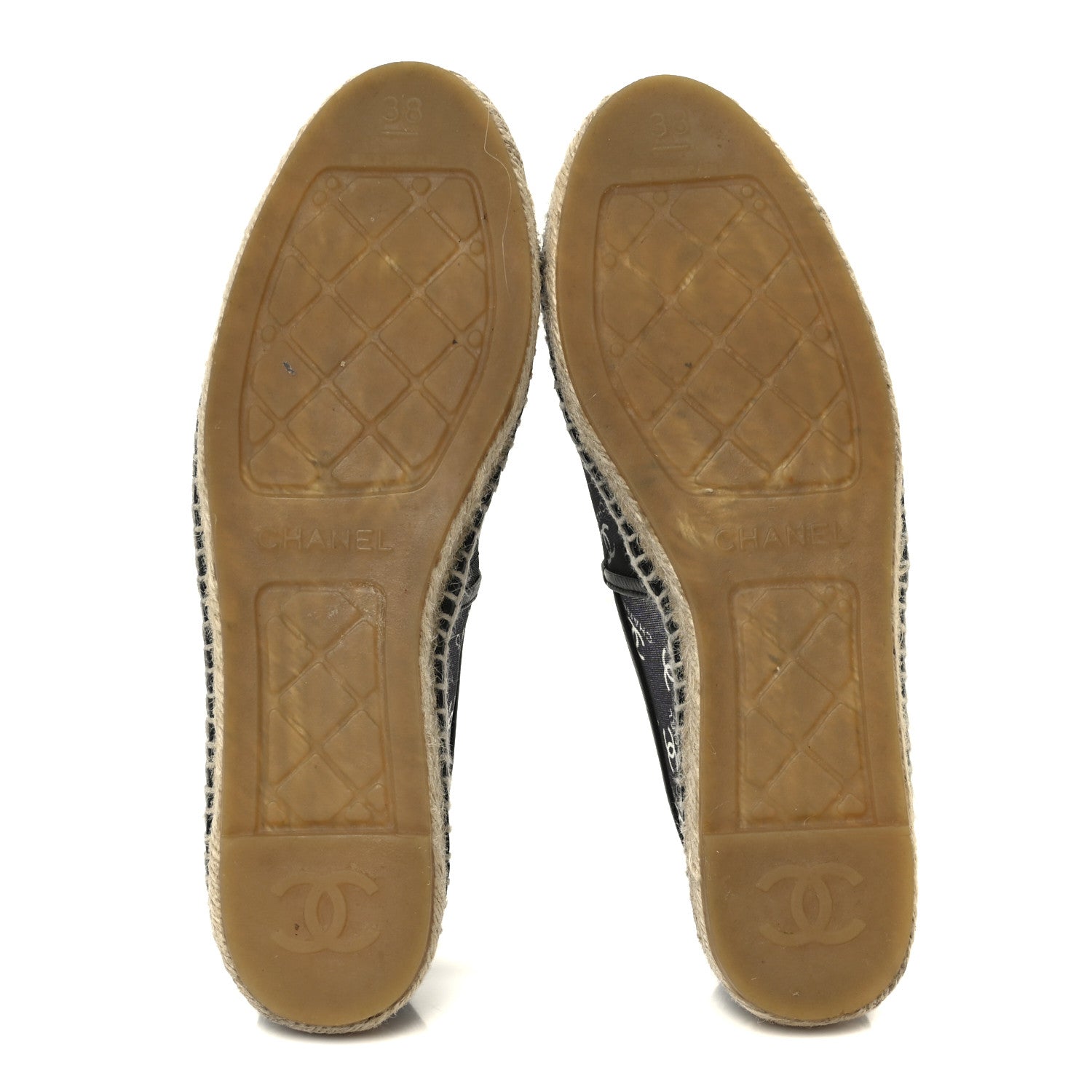 MESH GROSGRAIN CC ESPADRILLES BLACK WHITE