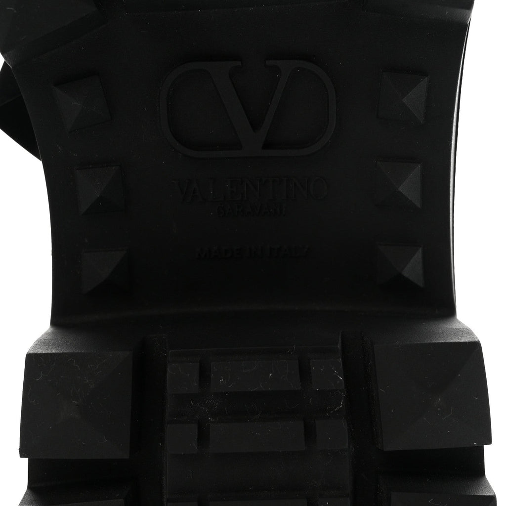 CALFSKIN TONAL ROMAN STUD /40MM COMBAT BOOTS BLACK