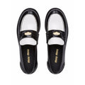 Miu Miu Cognac Woven Leather Penny Loafers - Black and White