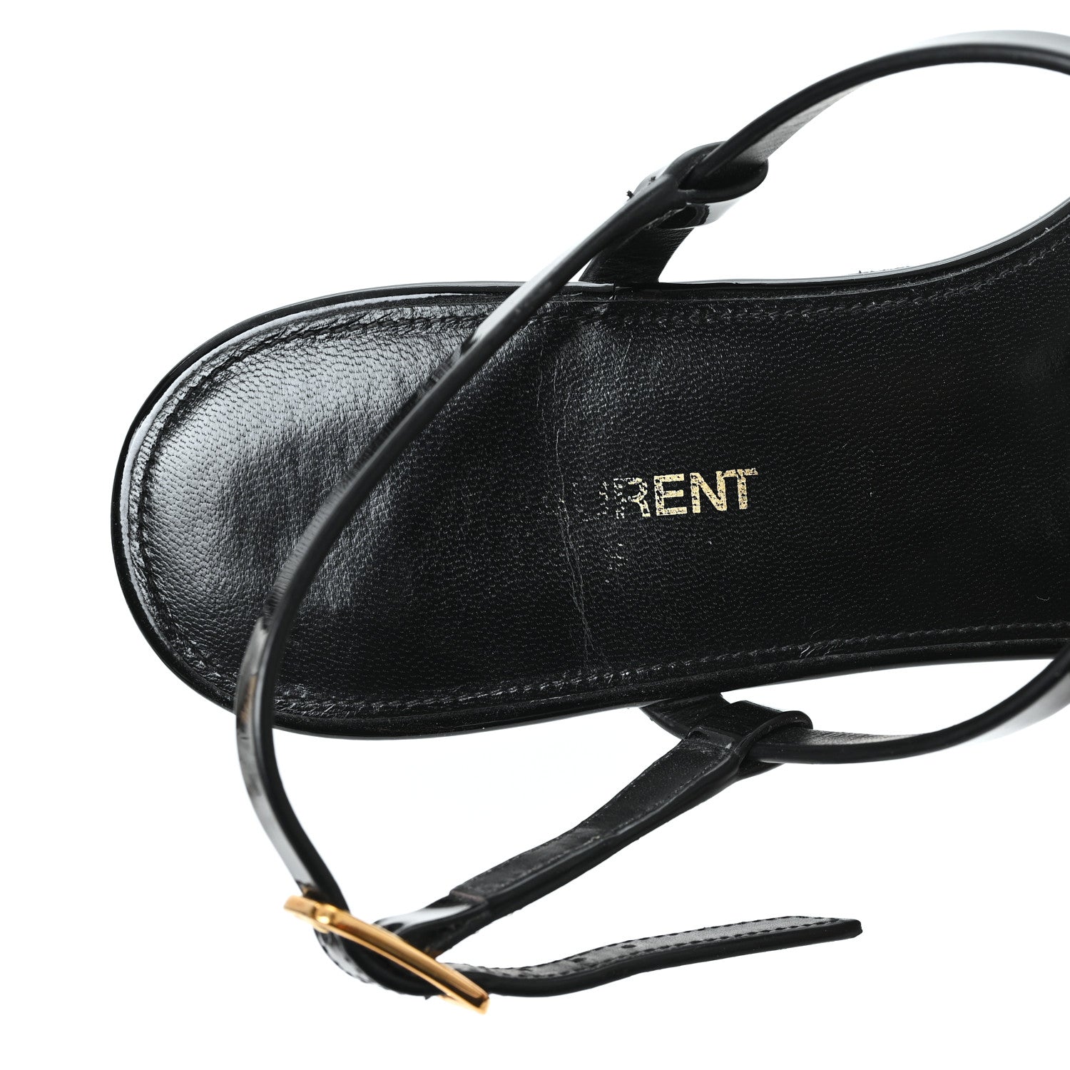 PATENT CALFSKIN CASSANDRA MONOGRAM SANDALS BLACK
