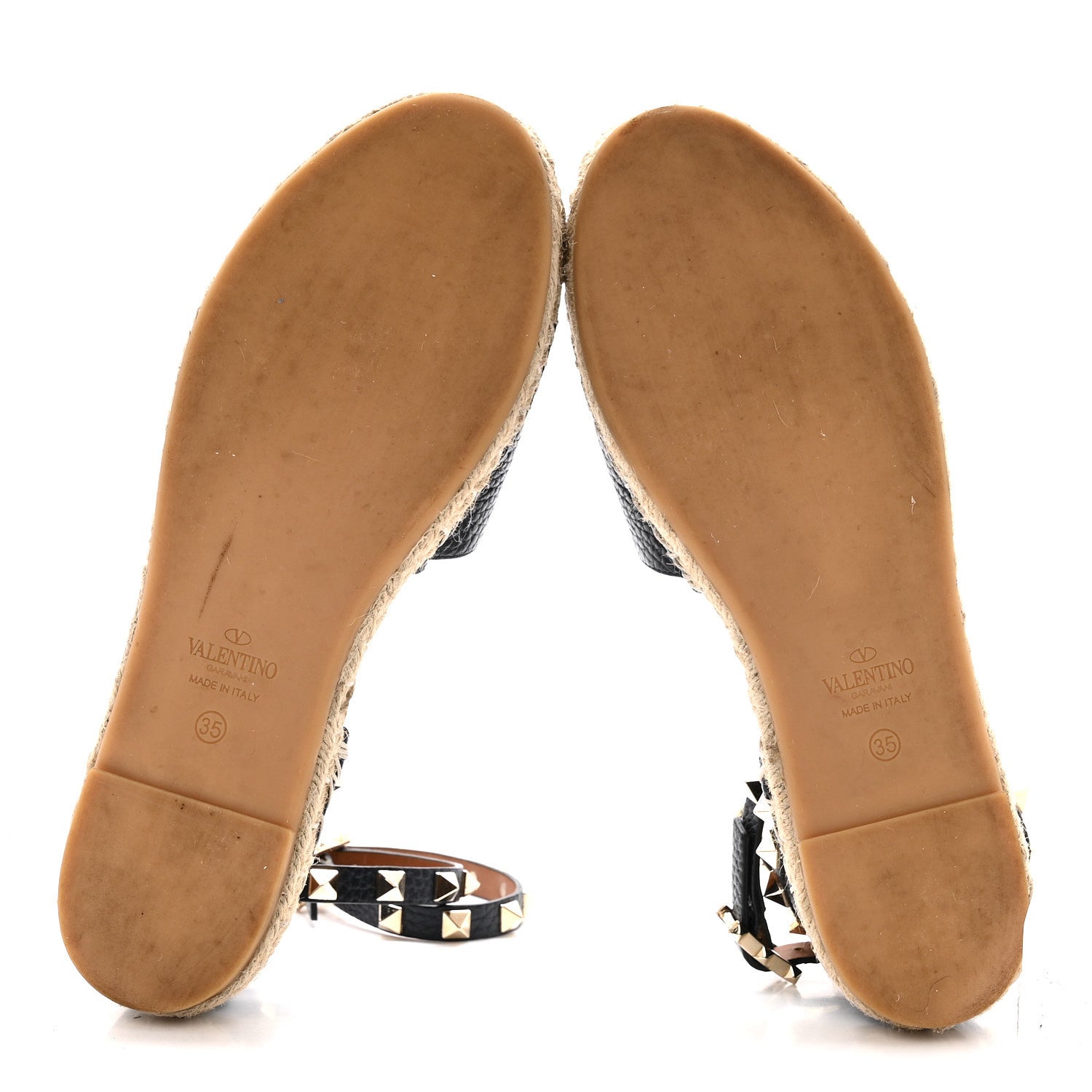 GRAINED CALFSKIN ROCKSTUD ANKLE WRAP ESPADRILLE 20MM FLATS NAVY