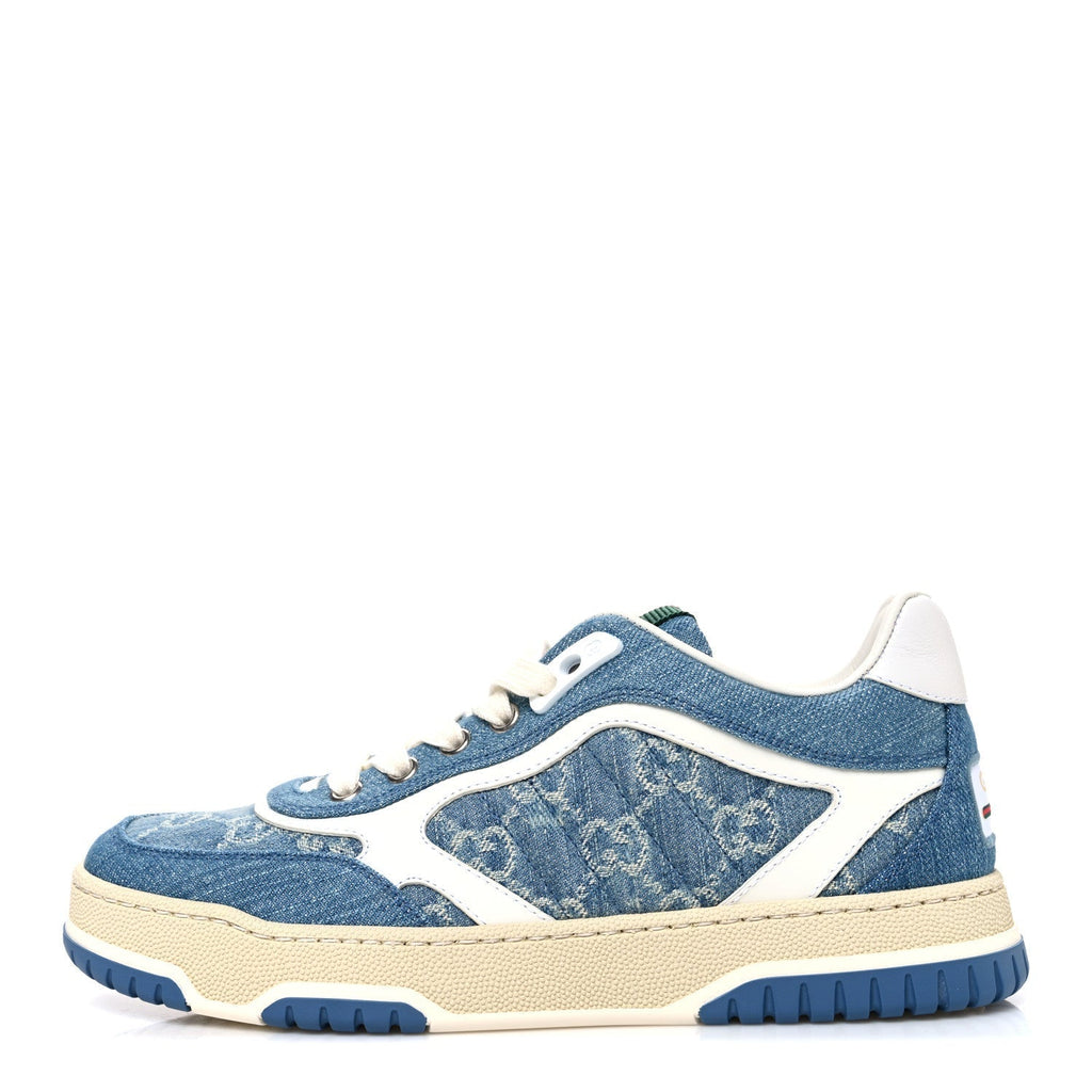 NEW DENIM DELAVE GG MONOGRAM WOMENS RE-WEB SNEAKERS LIGHT BLUE ROYALE
