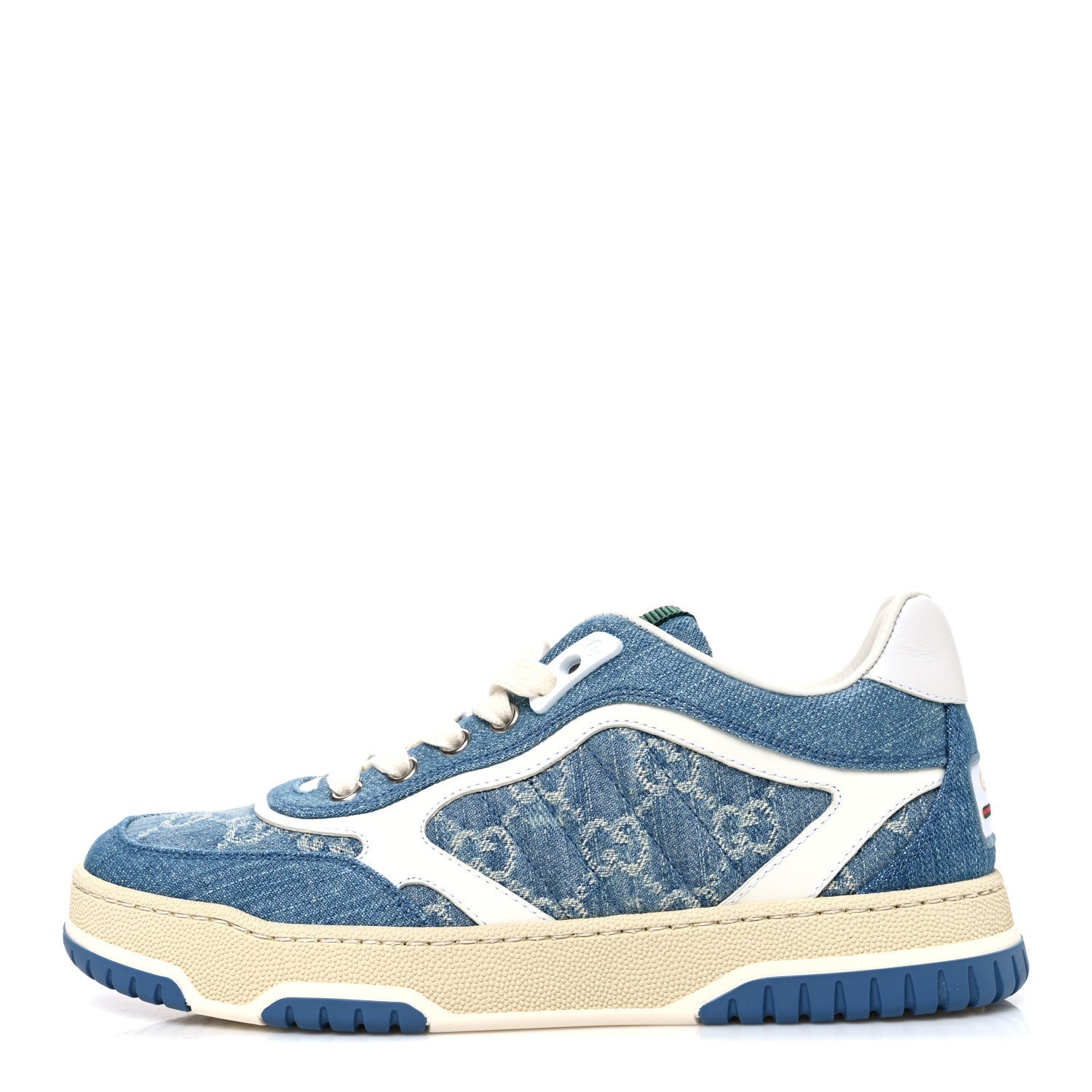 NEW DENIM DELAVE GG MONOGRAM WOMENS RE-WEB SNEAKERS LIGHT BLUE ROYALE