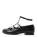 GOATSKIN PEARL MARY JANES FLATS BLACK