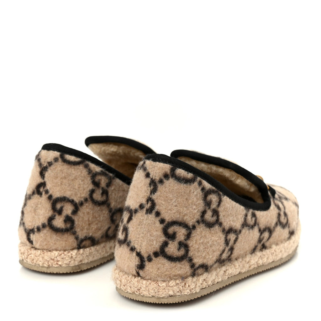 COVERED WOOL GG MONOGRAM WOMENS FRIA HORSEBIT LOAFERS BEIGE EBONY BLACK BUTTERSCOTCH