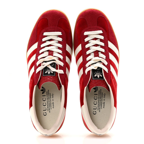 X ADIDAS SOFTY VELVET SUEDE MADEIRA DEMETRA MENS GAZELLE SNEAKERS VULCANIC RED OFF WHITE HIBISCUS RED