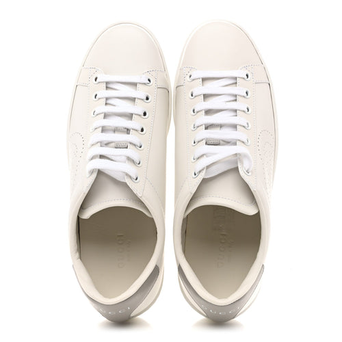 CALFSKIN INTERLOCKING G PERFORATED WOMENS ACE SNEAKERS WHITE GREY SKY