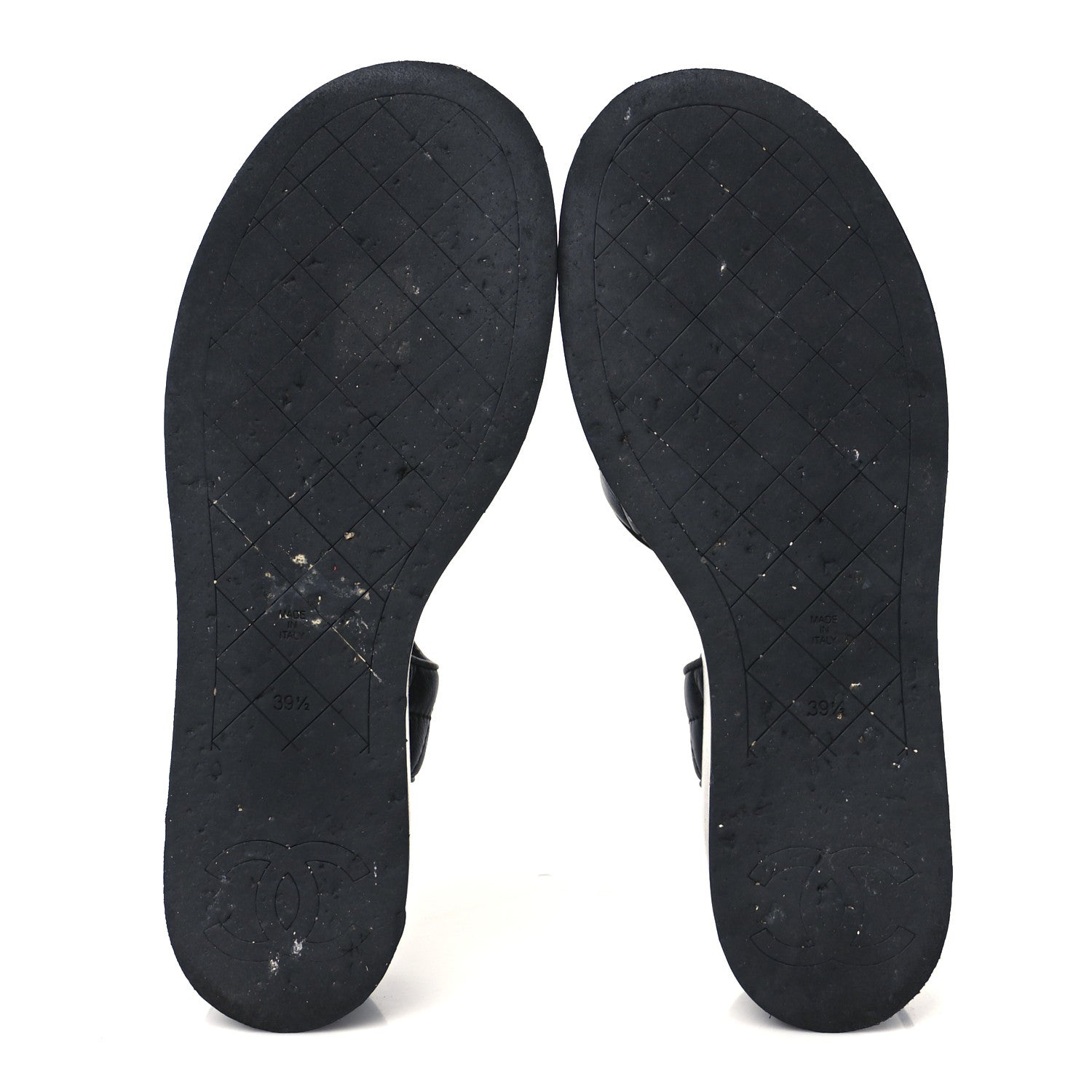 LAMBSKIN QUILTED CC PLATFORM SANDALS BLACK
