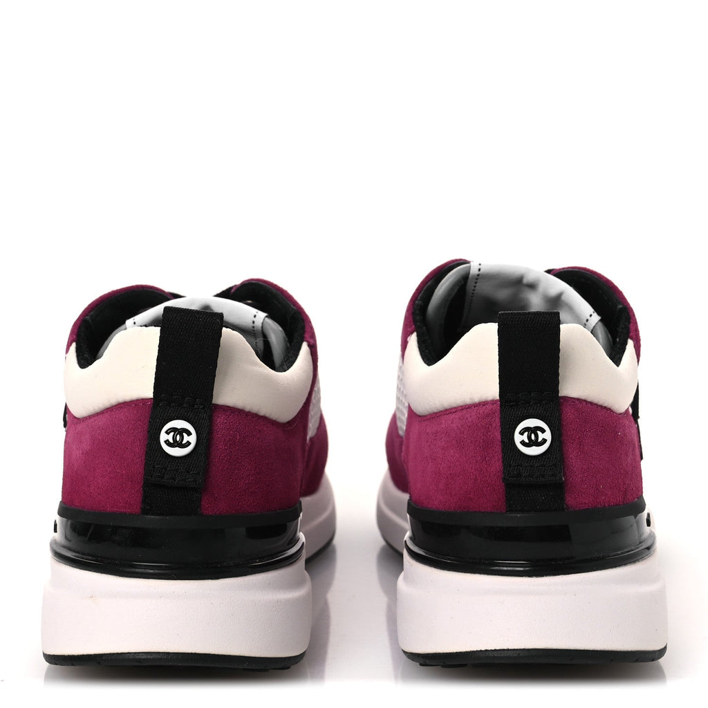 MESH SUEDE CALFSKIN WOMENS CC SNEAKERS WHITE DARK PINK GREY