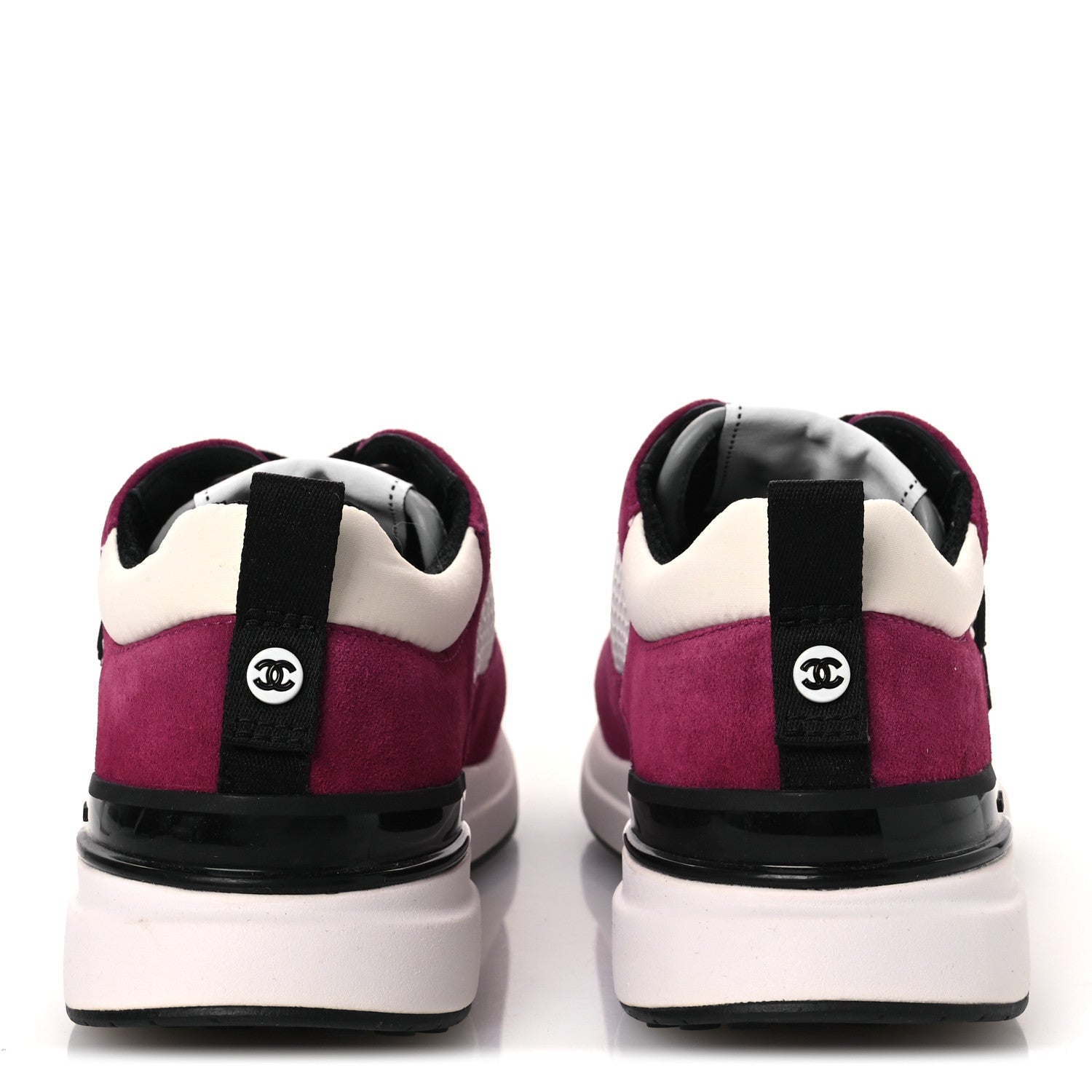 MESH SUEDE CALFSKIN WOMENS CC SNEAKERS WHITE DARK PINK GREY