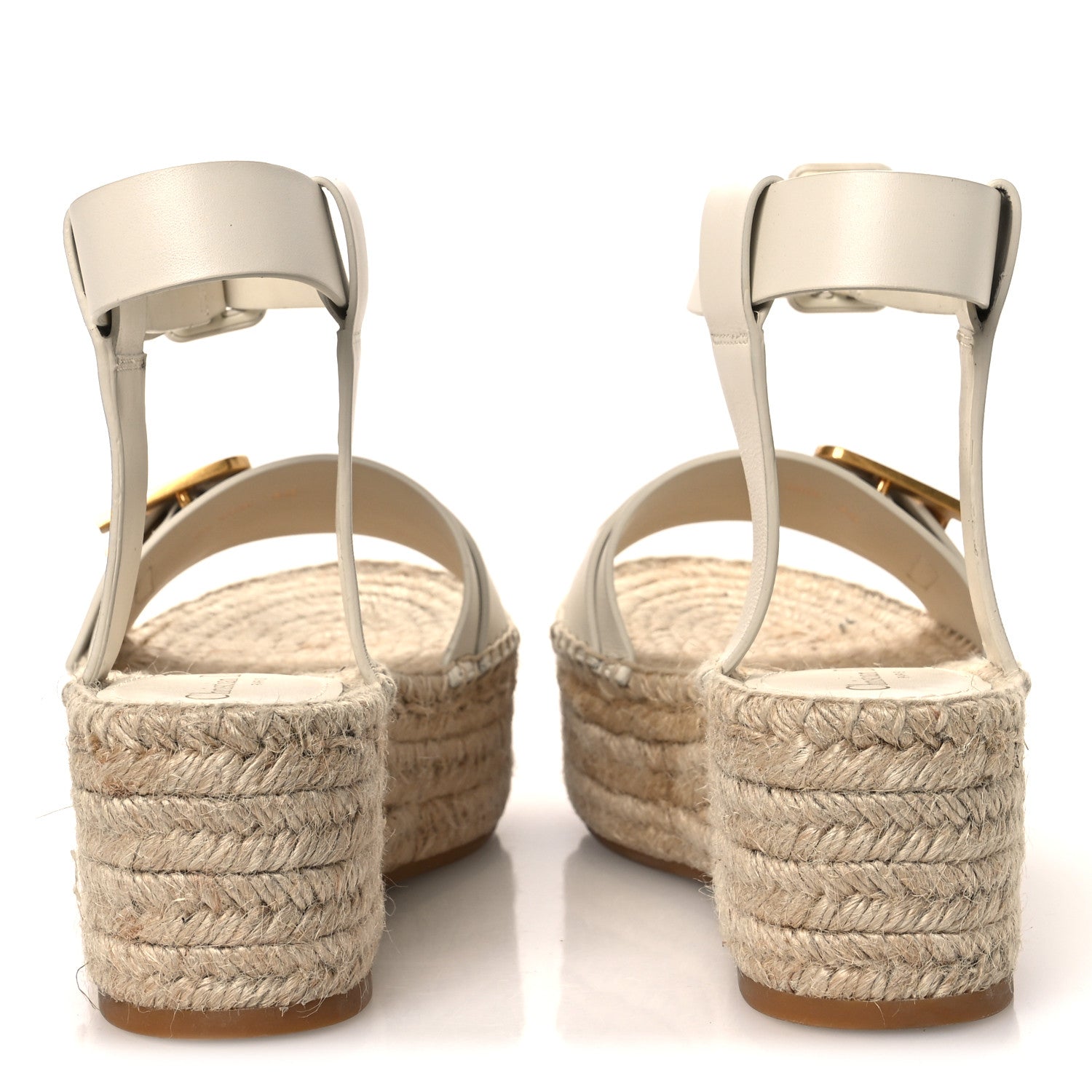 CALFSKIN D-DIOR ESPADRILLE PLATFORM SANDALS OFF WHITE