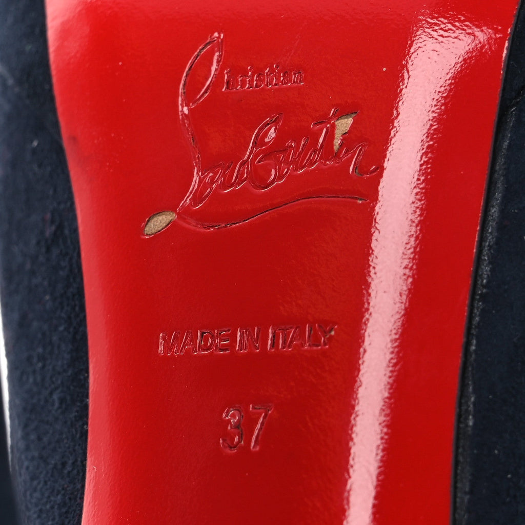 CHRISTIAN LOUBOUTIN 85MM SPORTY KATE SUEDE SOLE PUMPS NAVY