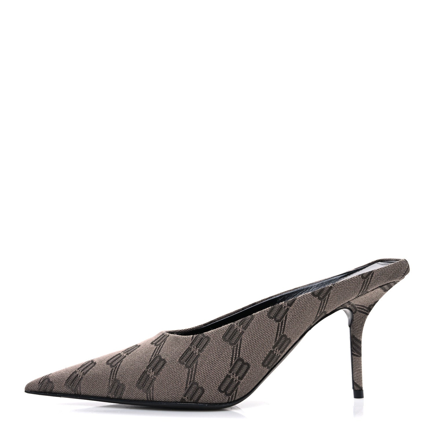 BB MONOGRAM SQUARE KNIFE 80MM MULE PUMPS DARK MINK GREY DARK BROWN