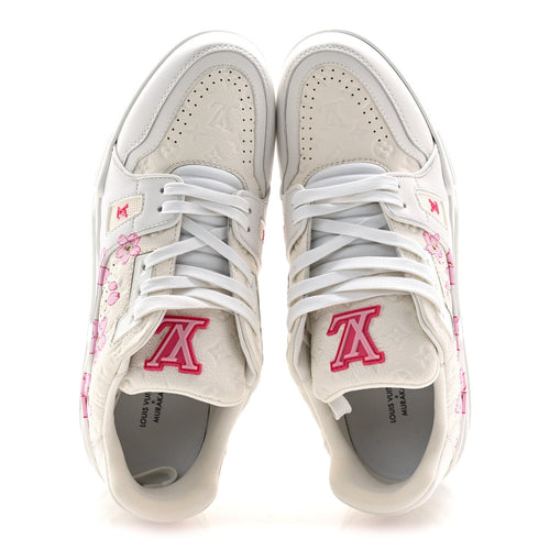LV X TM EMBOSSED MONOGRAM CHERRY BLOSSOM LV TRAINER SNEAKERS WHITE