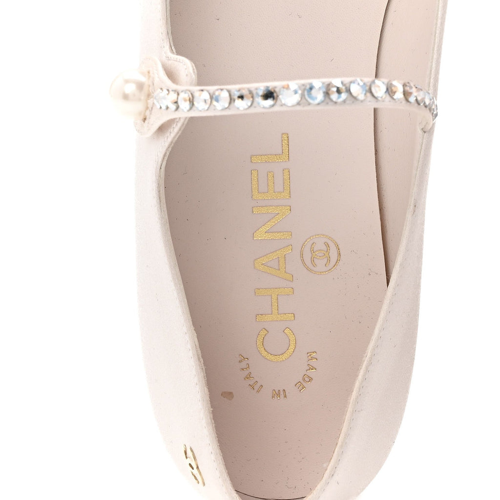 STRASS SATIN GROSGRAIN MARY JANE FLATS IVORY BLACK
