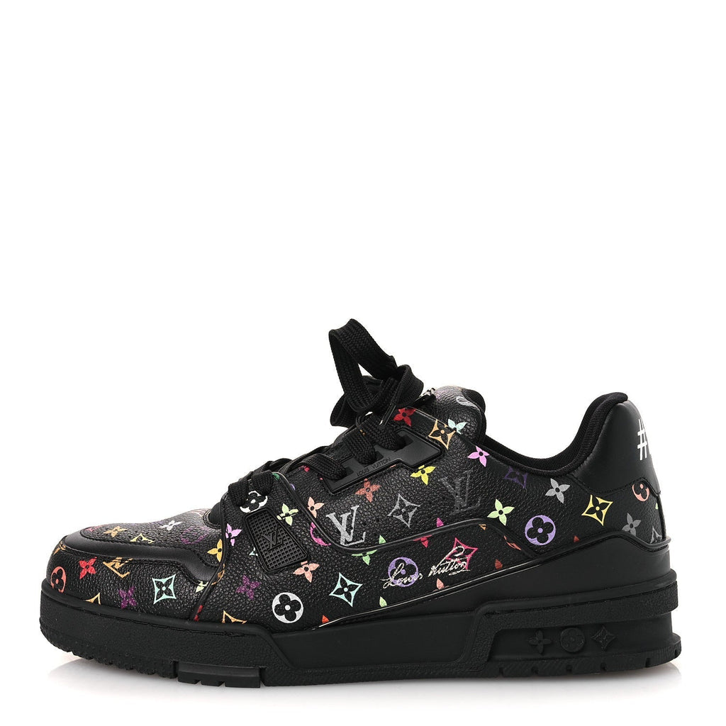 LV X TM CALFSKIN MONOGRAM MULTICOLOR WOMENS LV TRAINER SNEAKERS BLACK