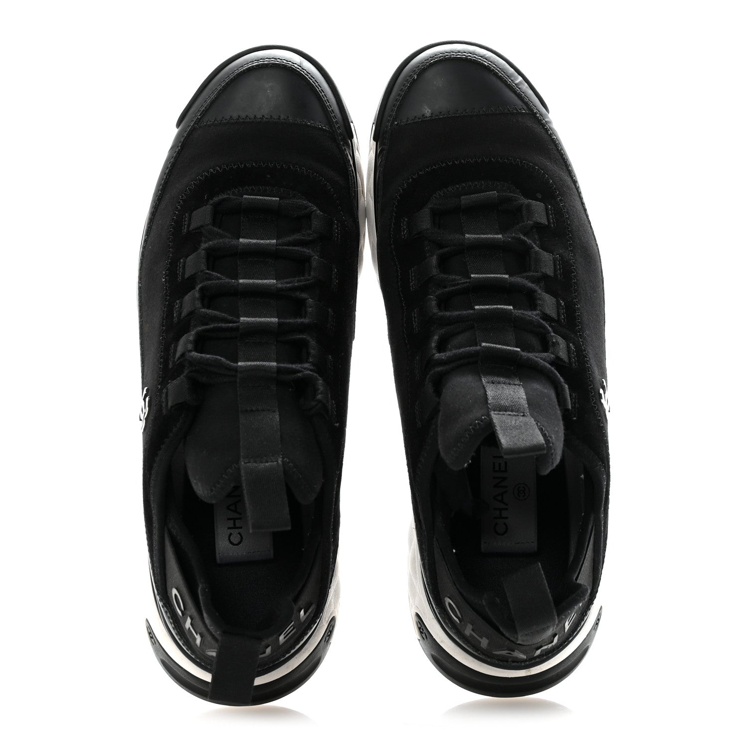 VELVET CALFSKIN MIXED FIBERS MENS CC SNEAKERS BLACK