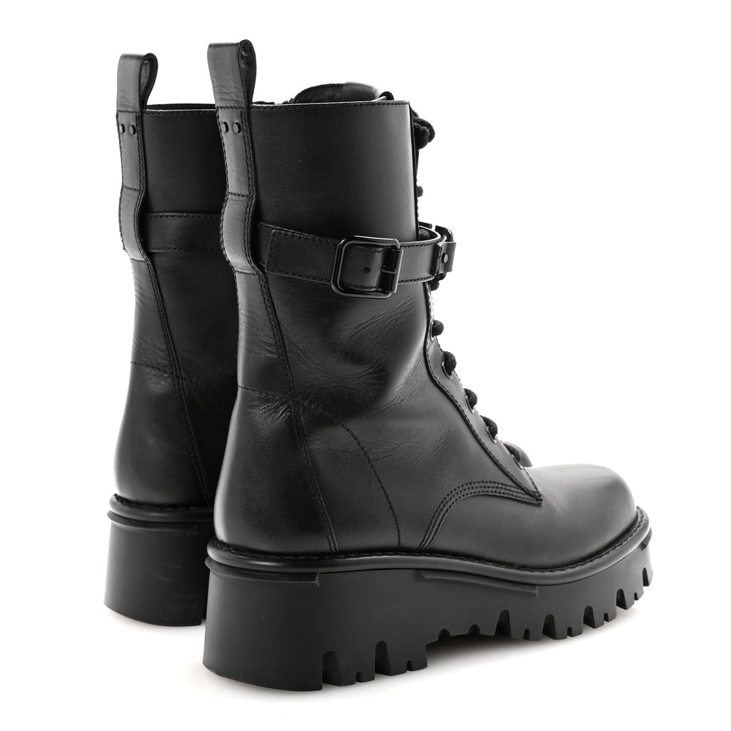 CALFSKIN VLOGO /50MM COMBAT BOOTS BLACK