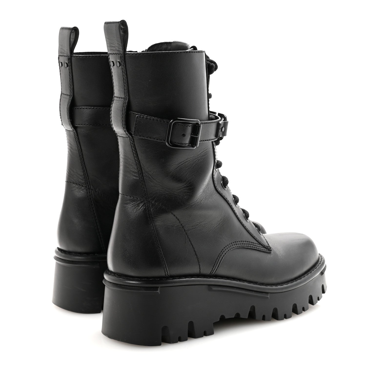 CALFSKIN VLOGO /50MM COMBAT BOOTS BLACK