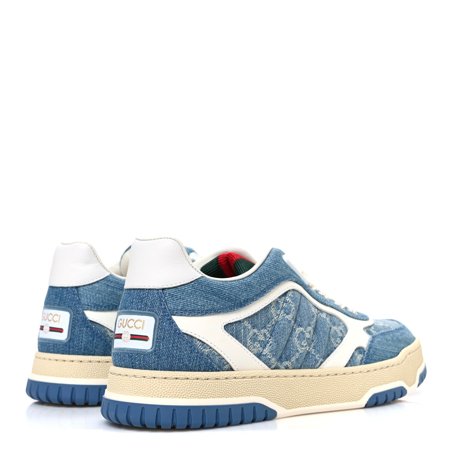 NEW DENIM DELAVE GG MONOGRAM WOMENS RE-WEB SNEAKERS LIGHT BLUE ROYALE