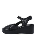 LAMBSKIN QUILTED CC PLATFORM SANDALS BLACK