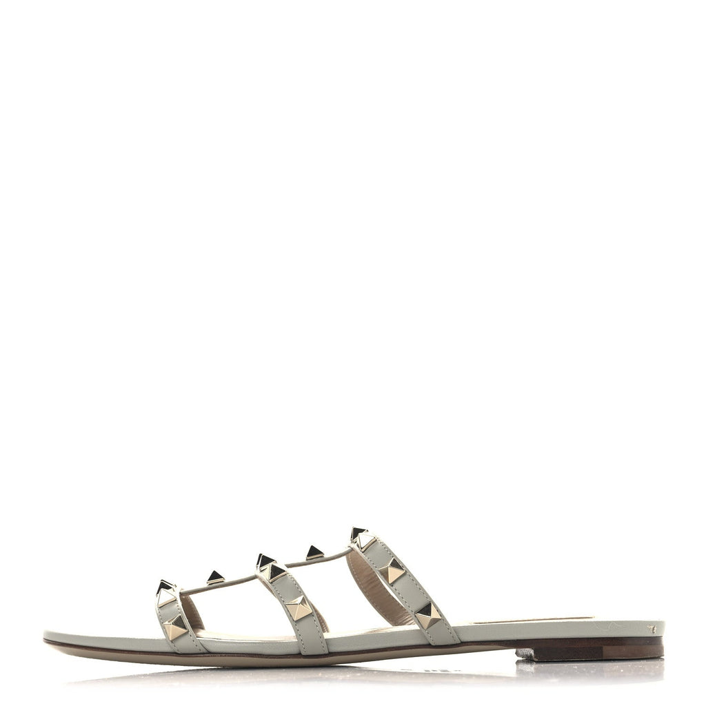 NAPPA ROCKSTUD CAGED FLAT SLIDE SANDALS GREY