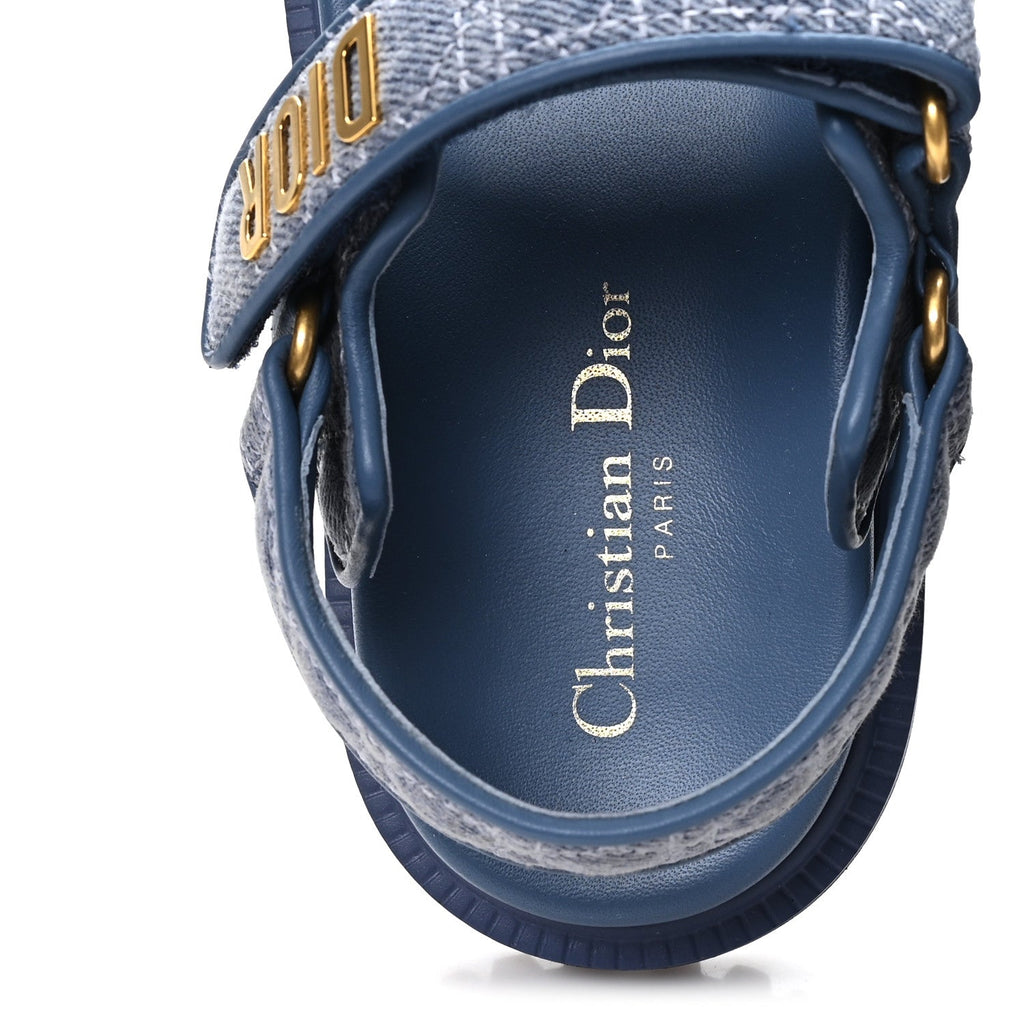 DENIM CANNAGE EMBROIDERED DIORACT SANDALS BLUE