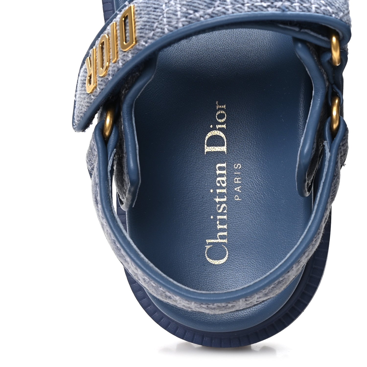 DENIM CANNAGE EMBROIDERED DIORACT SANDALS BLUE