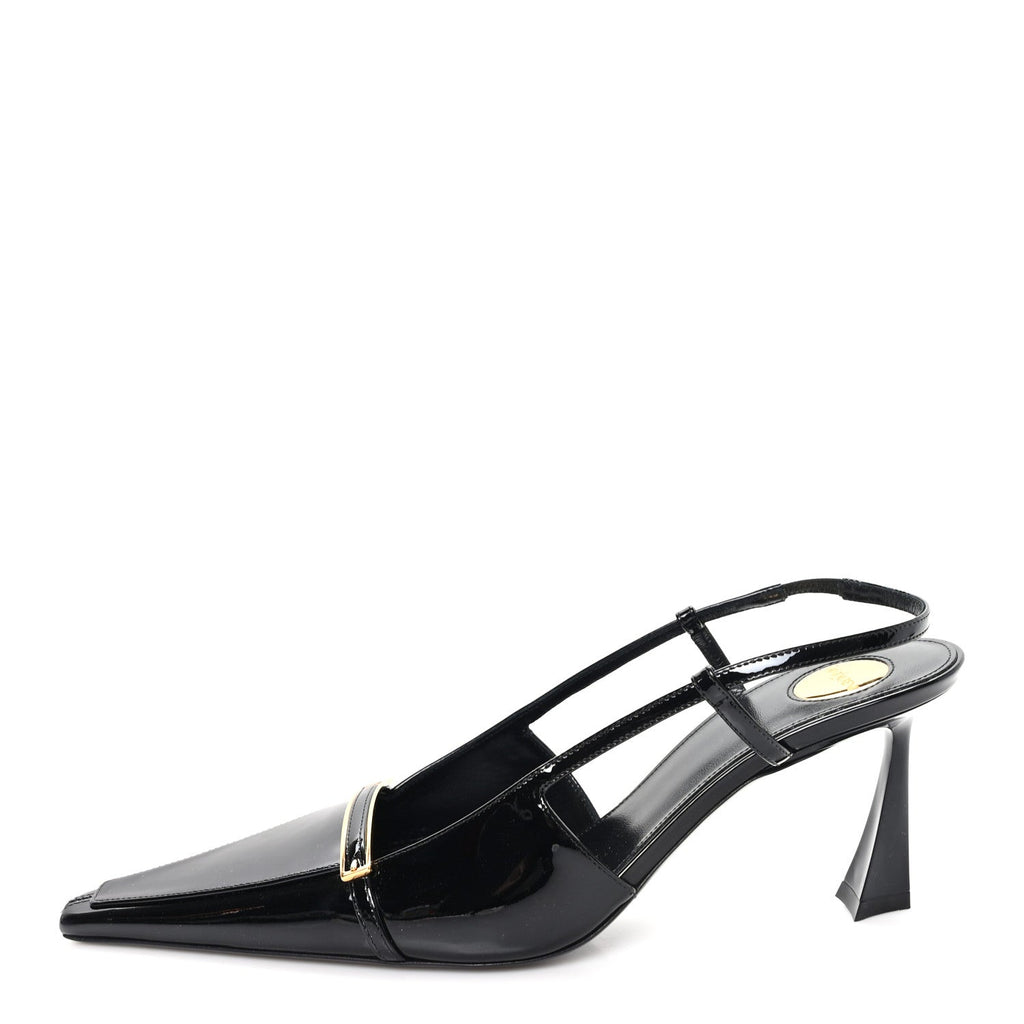 PATENT CALFSKIN JACQUELINE 75 SLINGBACK PUMPS BLACK