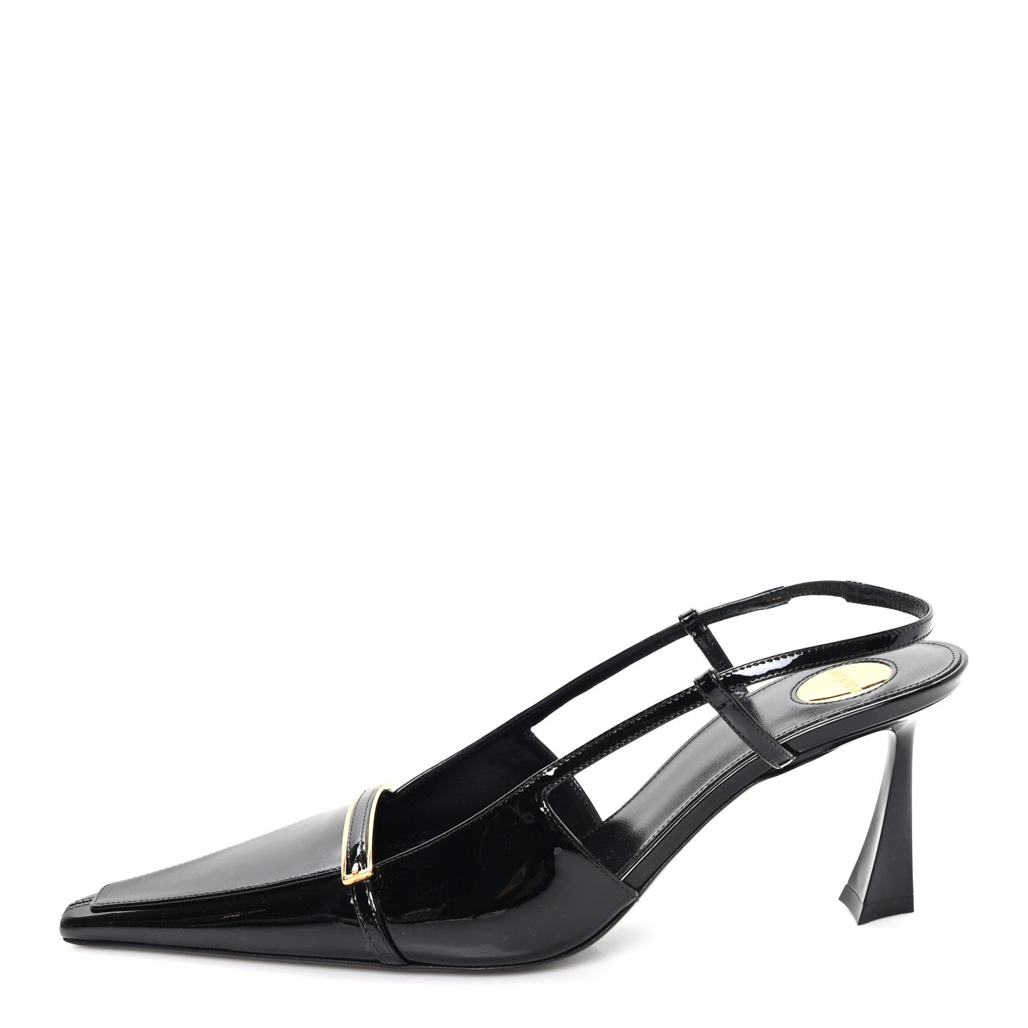PATENT CALFSKIN JACQUELINE 75 SLINGBACK PUMPS BLACK