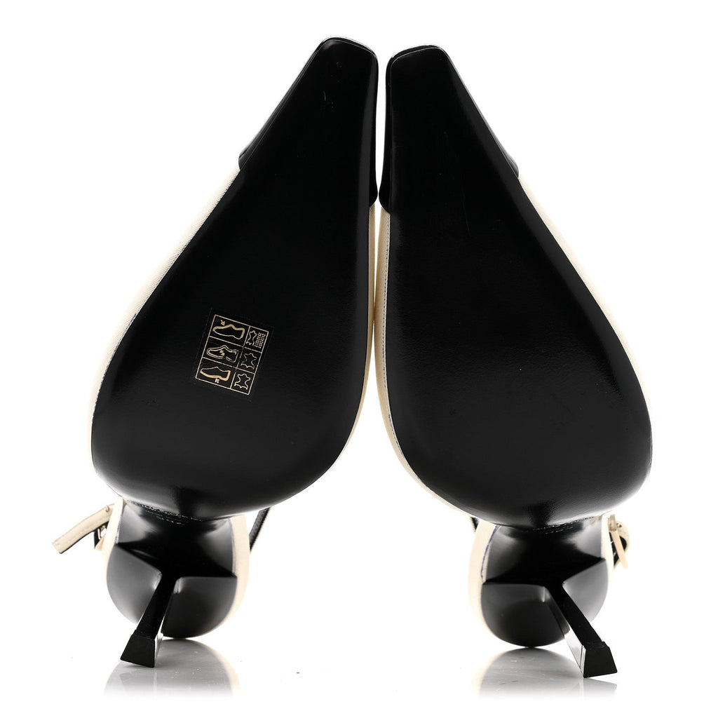 SATIN CALFSKIN INES SLINGBACK PUMPS IVORY BLACK