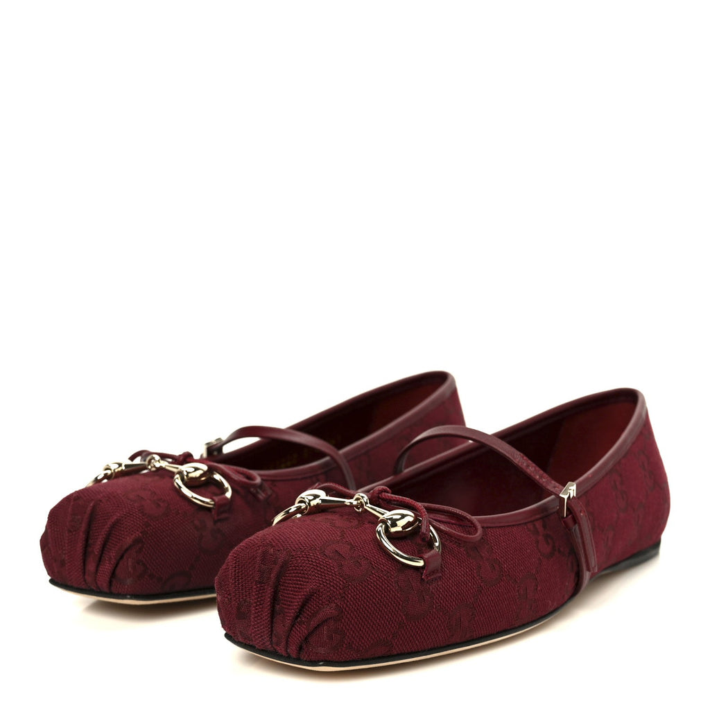 GG MONOGRAM HORSEBIT BALLET FLATS ROSSO ANCORA