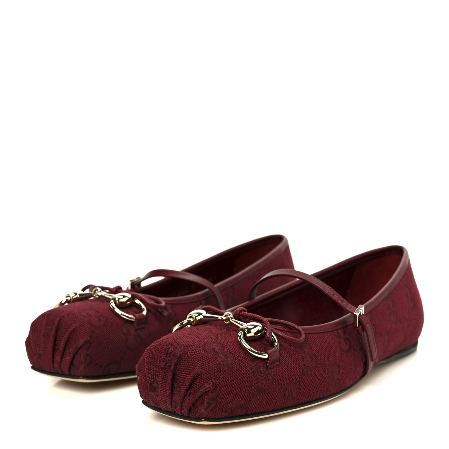 GG MONOGRAM HORSEBIT BALLET FLATS ROSSO ANCORA