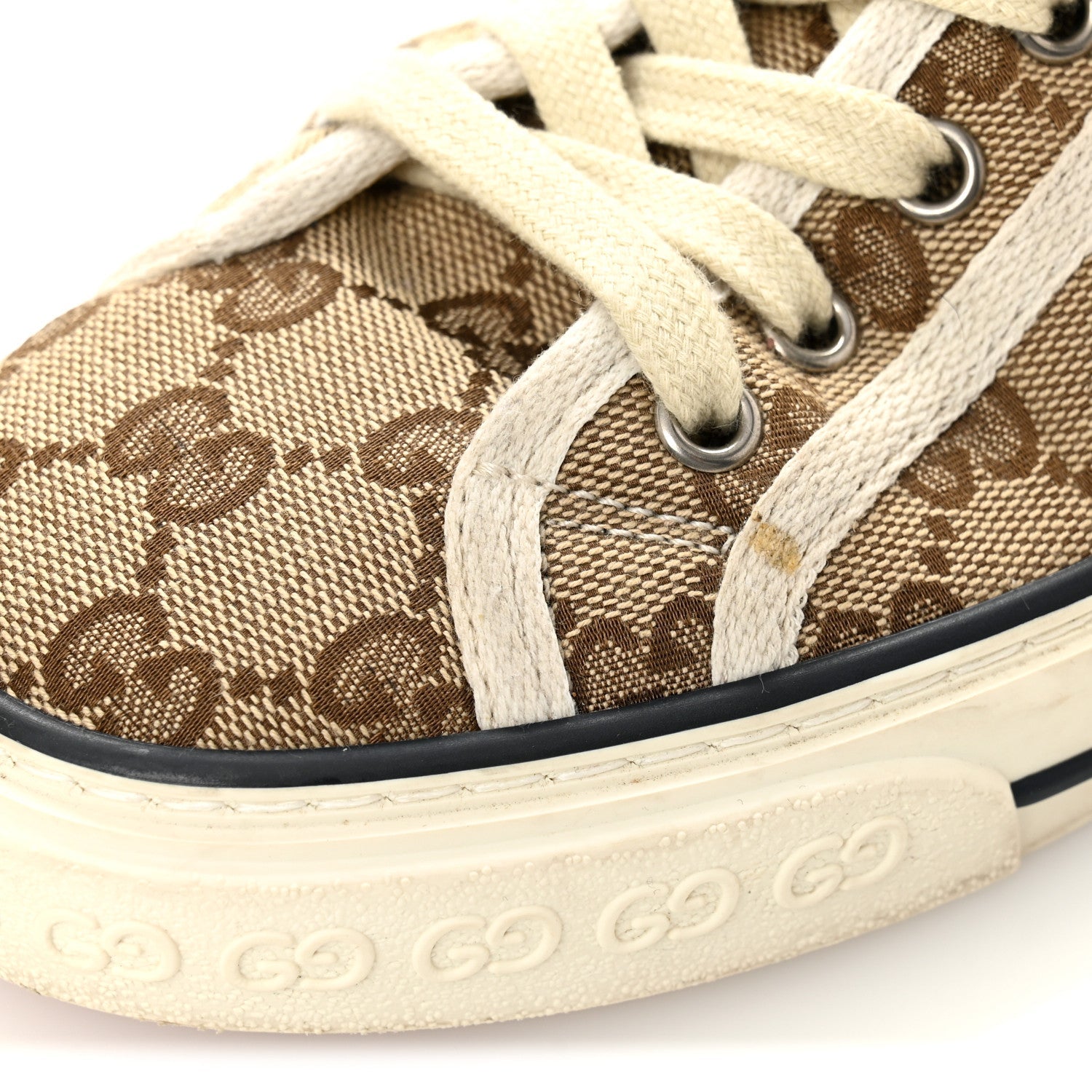 GG MONOGRAM WEB WOMENS 1977 TENNIS HIGH TOP SNEAKERS BEIGE EBONY MYSTIC WHITE