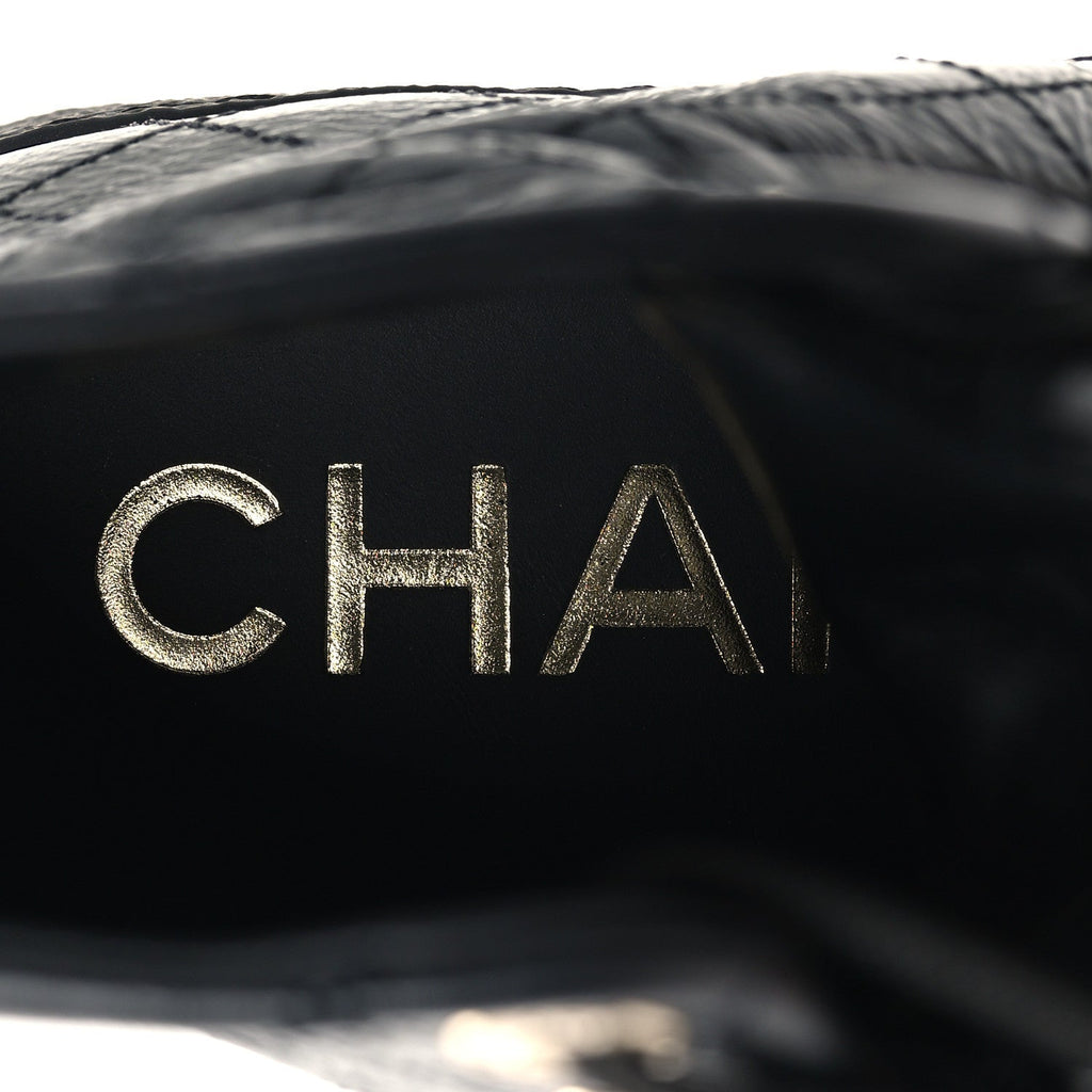 CRUMPLED LAMBSKIN PATENT CAP TOE CC STITCHED HIGH TOP SNEAKERS BLACK