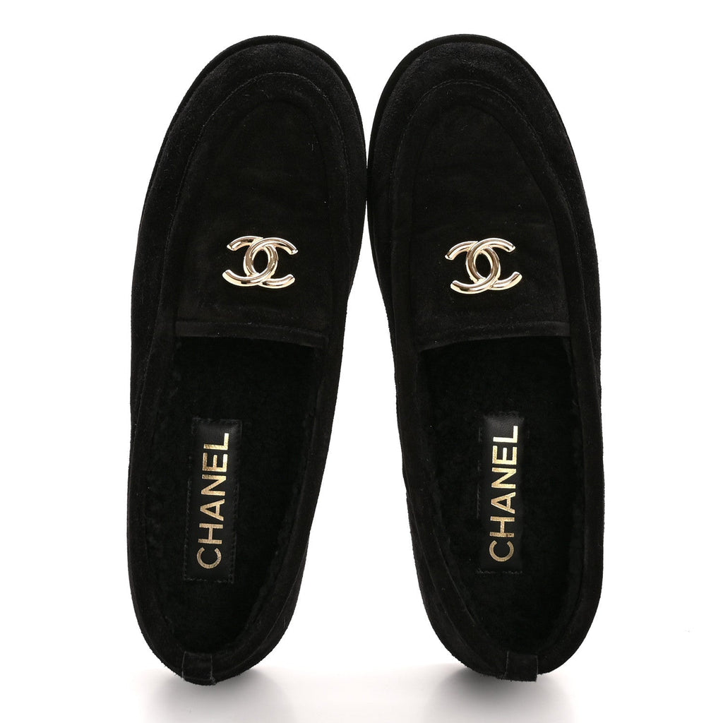 SUEDE CALFSKIN CC LOAFERS BLACK