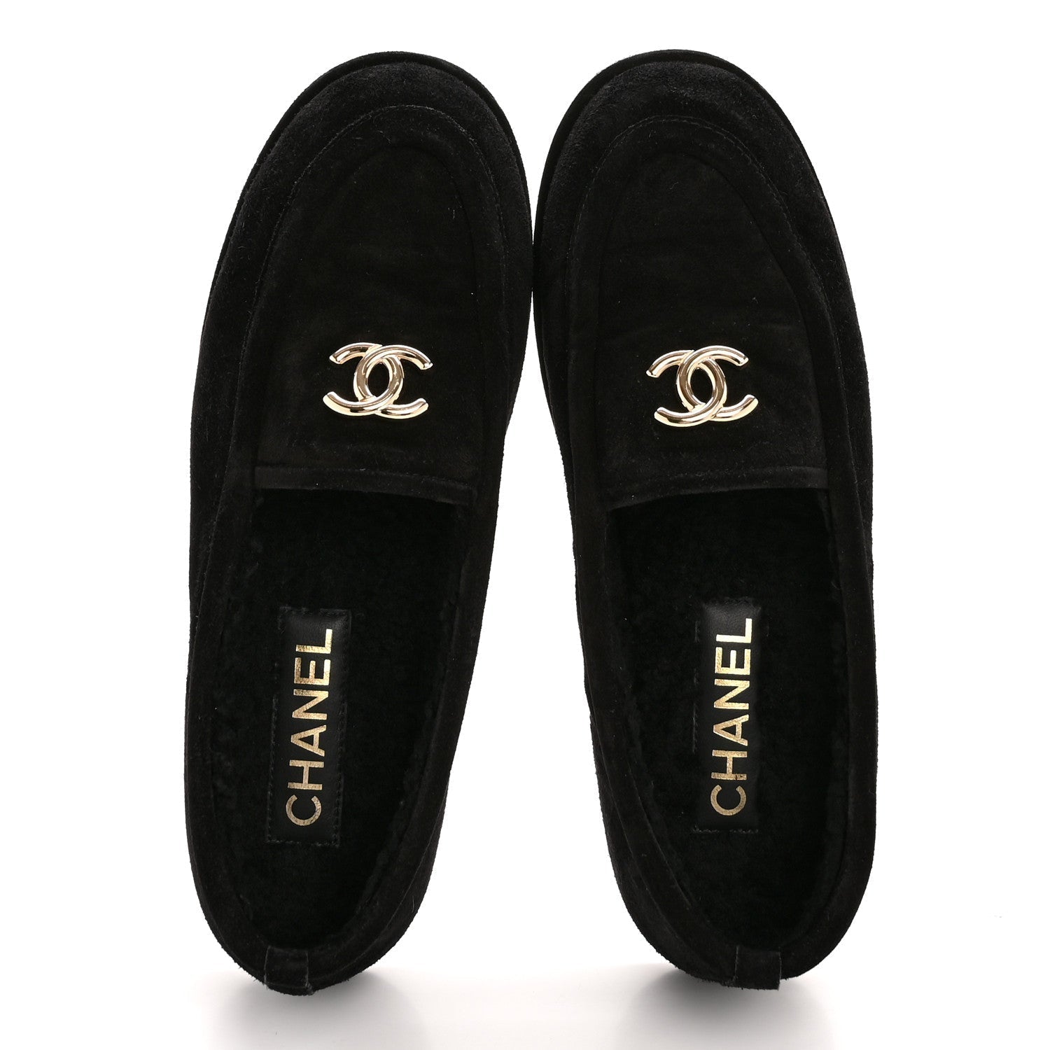 SUEDE CALFSKIN CC LOAFERS BLACK
