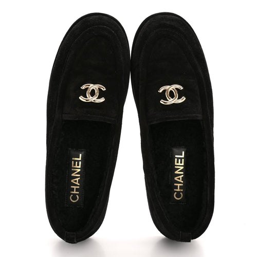 SUEDE CALFSKIN CC LOAFERS BLACK