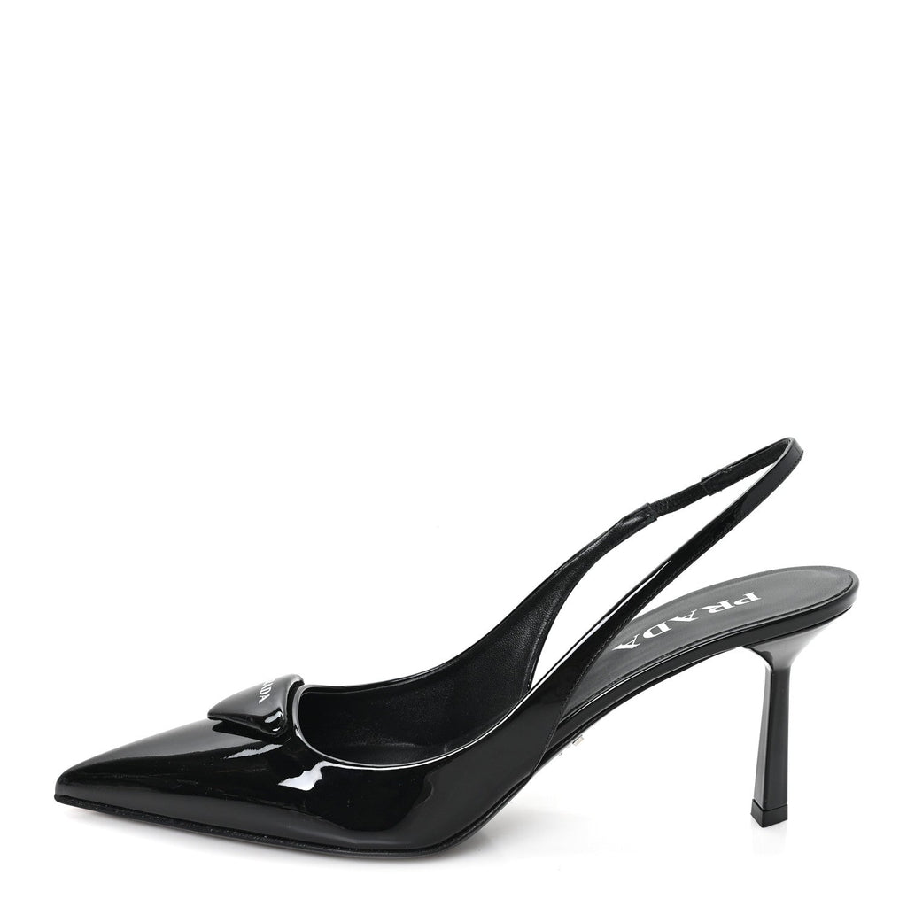 VERNICE LOGO POINTED TOE SLINGBACK PUMPS BLACK