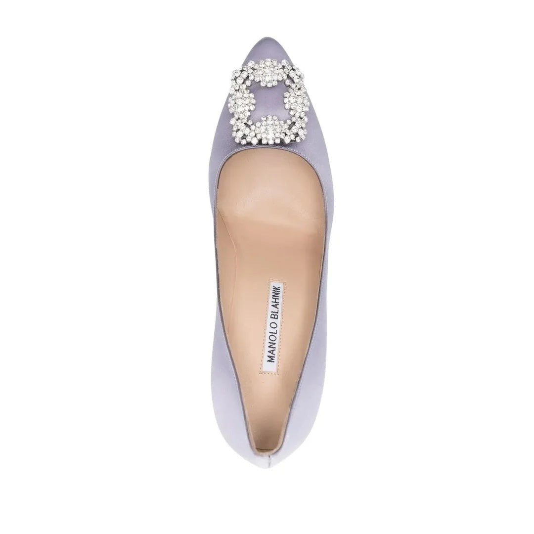Manolo Blahnik Hangisi Crystal-Buckle Pumps - Lilac/Lavender