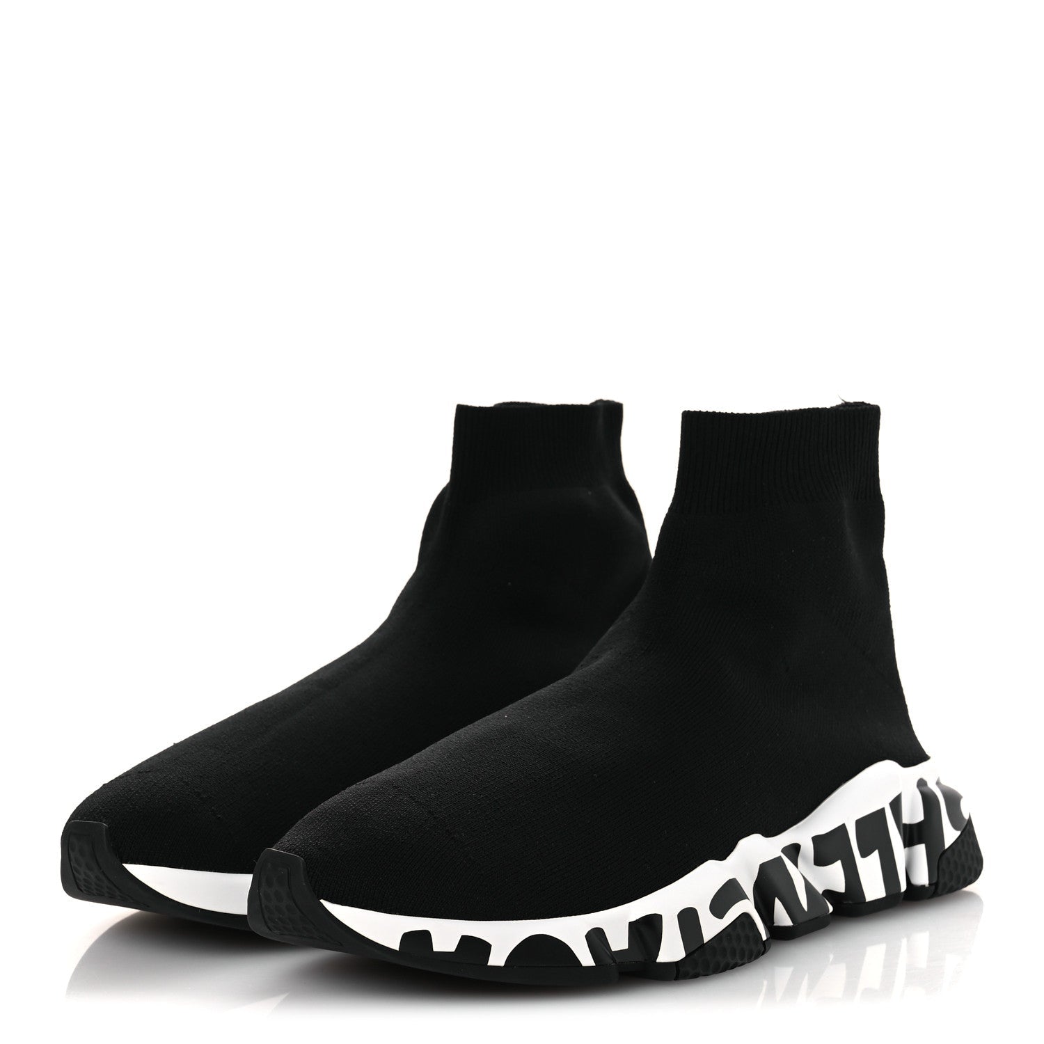 NEOPRENE KNIT WOMENS SPEED GRAFFITI SNEAKERS BLACK WHITE