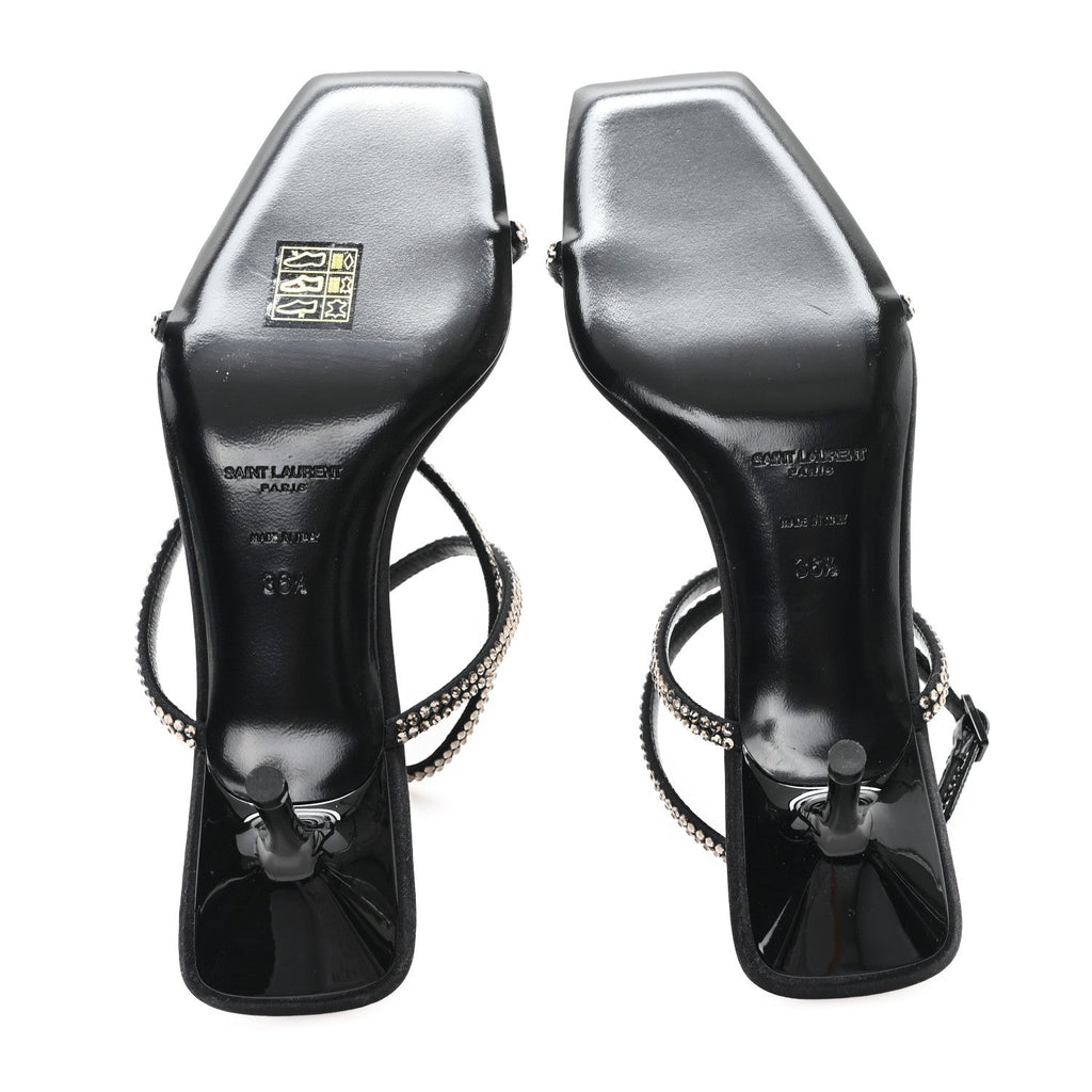 CREPE SATIN BALIQUA 55 VETT ANKLE STRAP SANDALS BLACK