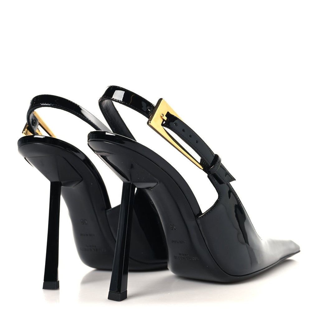 GLAZED CALFSKIN LEE SLINGBACK PUMPS BLACK