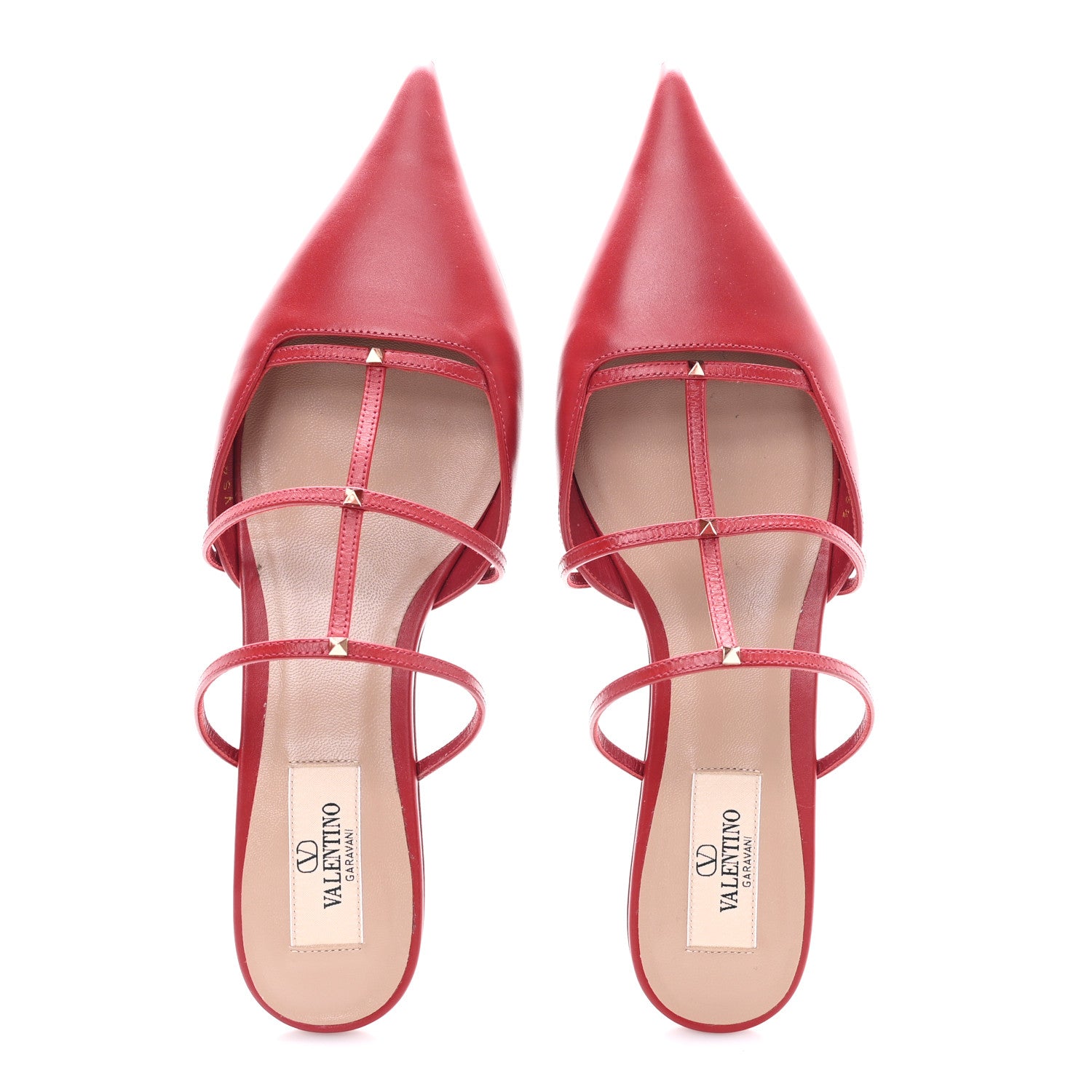 CALFSKIN ROCKSTUD WISPY MULES RED